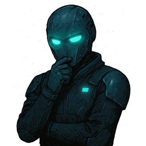 Question of the Day: an illustration of a man in a helmet with glowing eyes